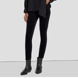 7 For All Mankind Velvet High Waist Ankle Skinny Pants Black Size 32